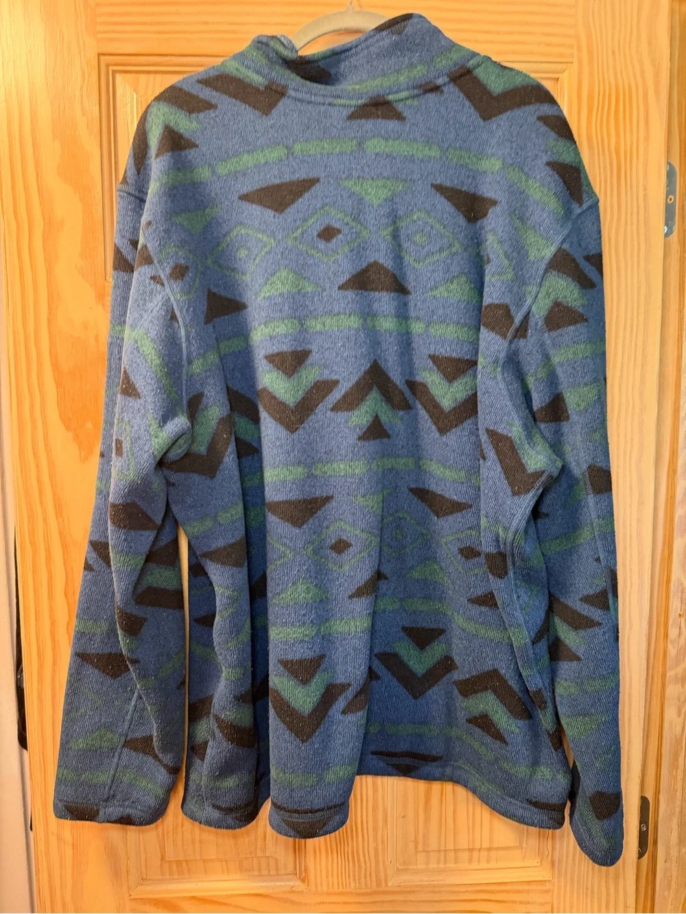 The North Face Men's Blue, Green & Black Patterned Quarter-Zip Fleece